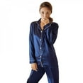 thumbnail image 2 of Women'S Sexy Silk Satin Pajamas Set Long Sleeve Sleepwear Pajamas Suit Female Two Piece Sleepwear Nightwear, 2 of 6