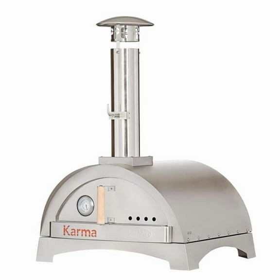 WPPO WKK-01S-304 25 in. Karma 304 Stainless Steel Wood Fired Pizza Oven with Base