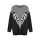 thumbnail image 5 of Moda mujer Patchwork cuello redondo manga larga estilo suéter suelto tejido señoras Tops blusa Fridja  hjk749, 5 of 5