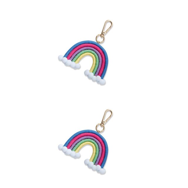 Minnieouse Tejiendo arcoíris llaveros regalos artesanía accesorio de moda llavero manualidades decoración bolsa colgante joyería regalo colorido / azul Colorido/Azul 2piezas Minnieouse CBP331293