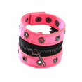 thumbnail image 4 of Gothic Zipper Wristband Wide Jewelry PU Leather Punk Bracelet for Women Men Pink, 4 of 7