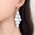 thumbnail image 2 of Boho Acrylic Petal Teardrop Dangle Earrings for Women Silver Gold-Toned Fashion Long Flower Water Drop Dangling Statement Earring Dainty Resin Floral Jewelry for Wedding Holiday, 2 of 12