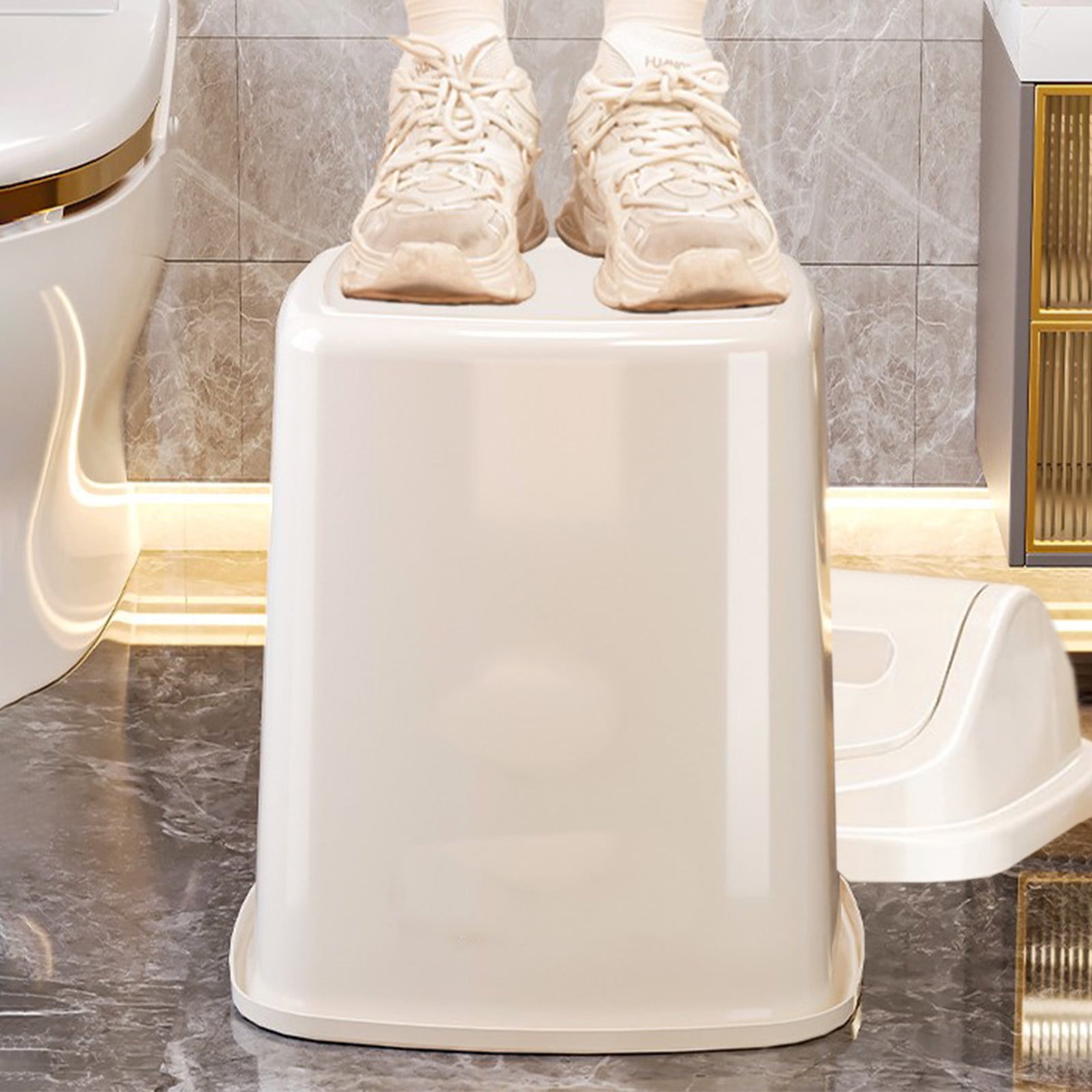 Staron under $5 Small Bathroom Trash Can with Press Lid, Plastic Wastebasket Garbage Bin for Bedroom Living Room