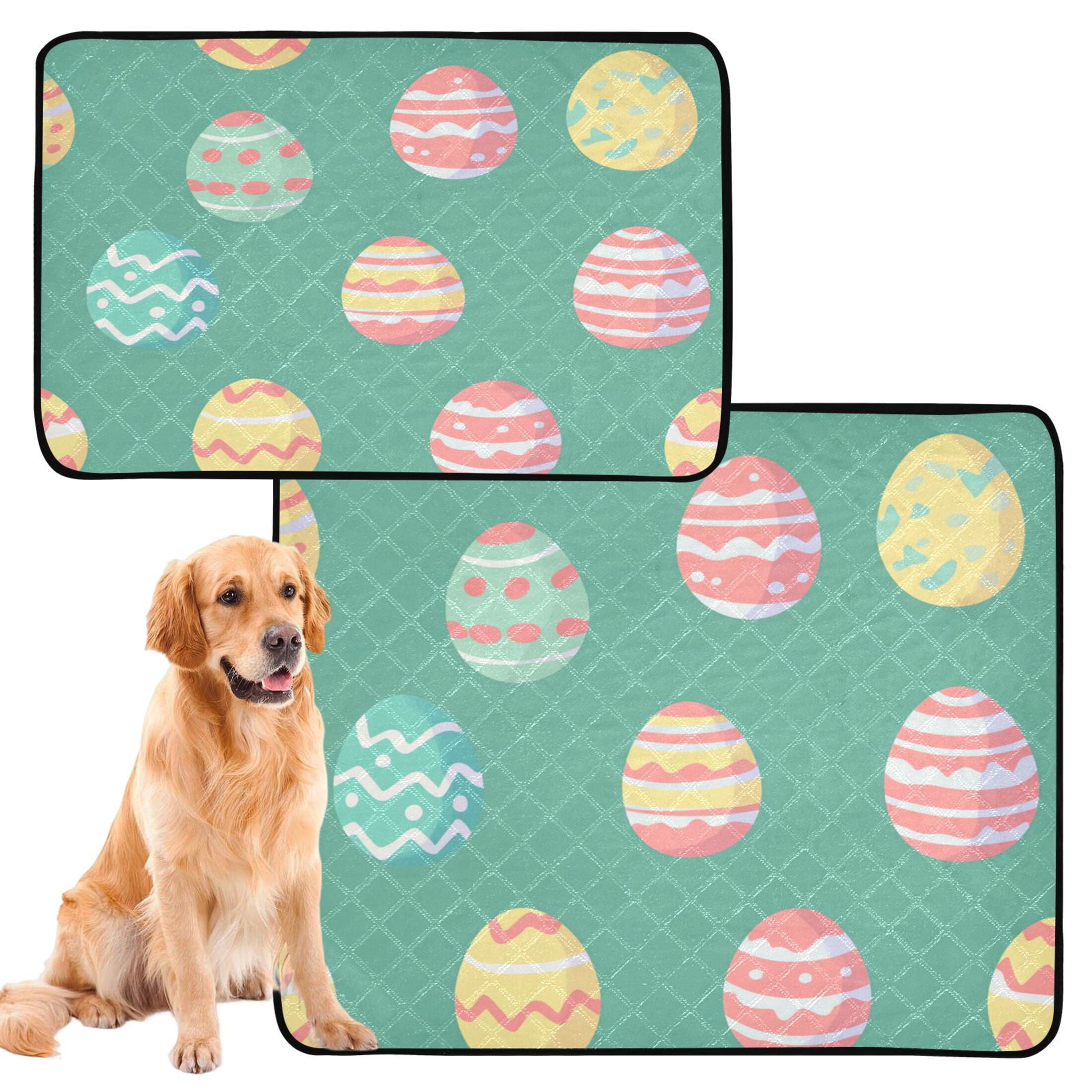 Qxltty A Pattern Of Colorful Easter Eggs Cat litter Pads Pet Set of 3 Diaper Mats Center Anti-leakage Layer Absorbent Soft and Comfortable