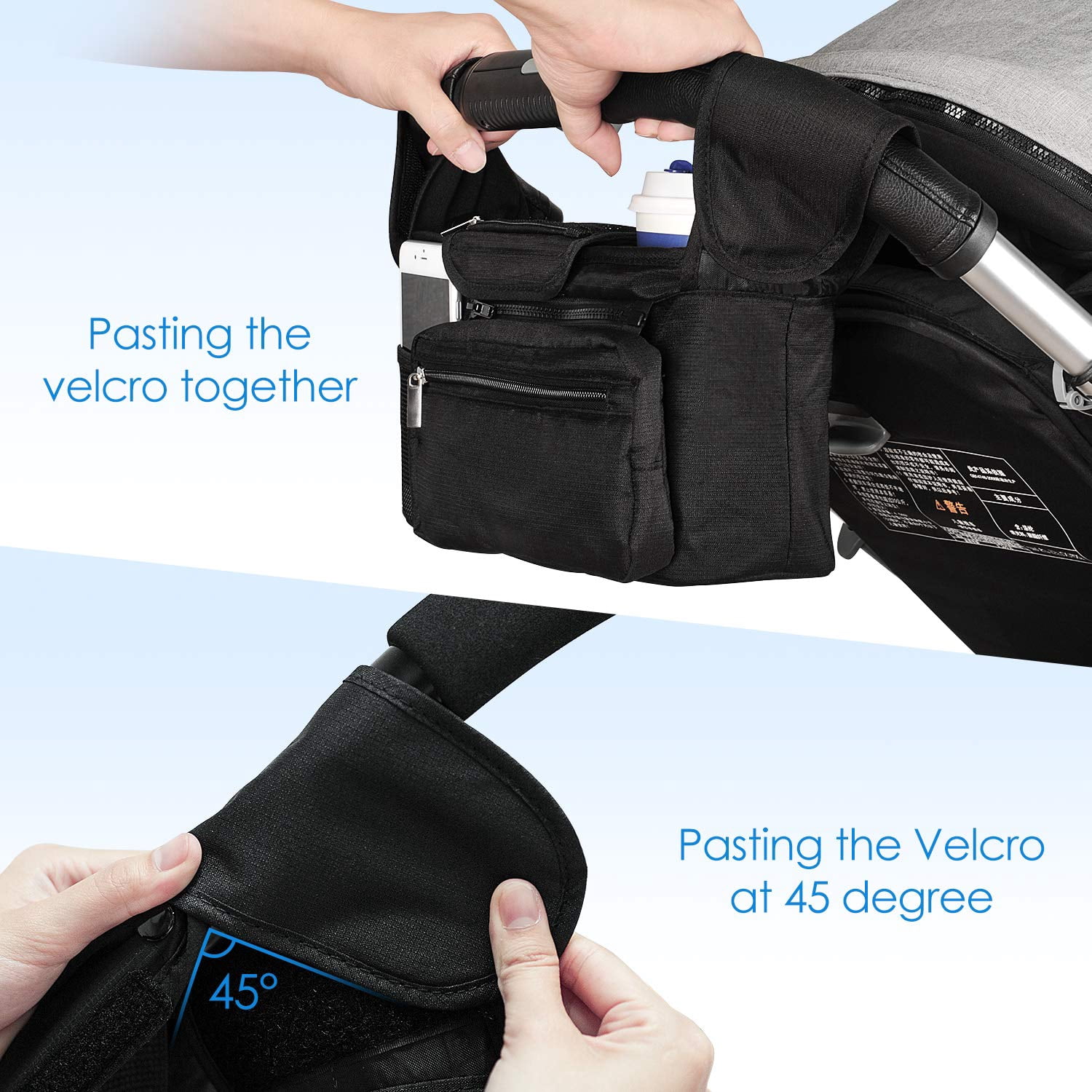 Universal Stroller Organizer with 2 Insulated Cup Holders, Stroller Accessories, for Carrying Diaper, iPhone, Toys & Snacks, Fits Britax, Uppababy, Baby Jogger, and BOB Stroller