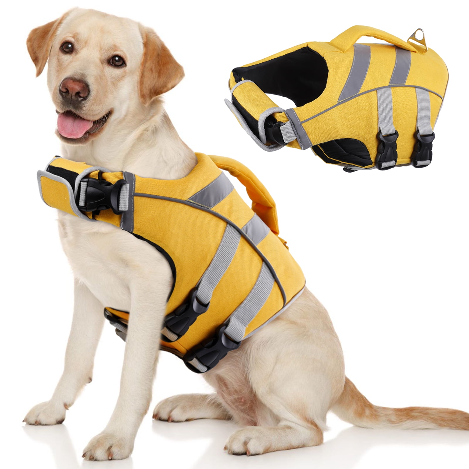 Ownpets Dog Life Jacket, Reflective Dog Safety Vest Adjustable Pet Lif