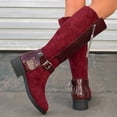 thumbnail image 6 of Yeahitch Women Boots Mid Calf Zippers Women's Boots Round Toe Chunky Heel Warm Comfortable Tall Boots, 6 of 8