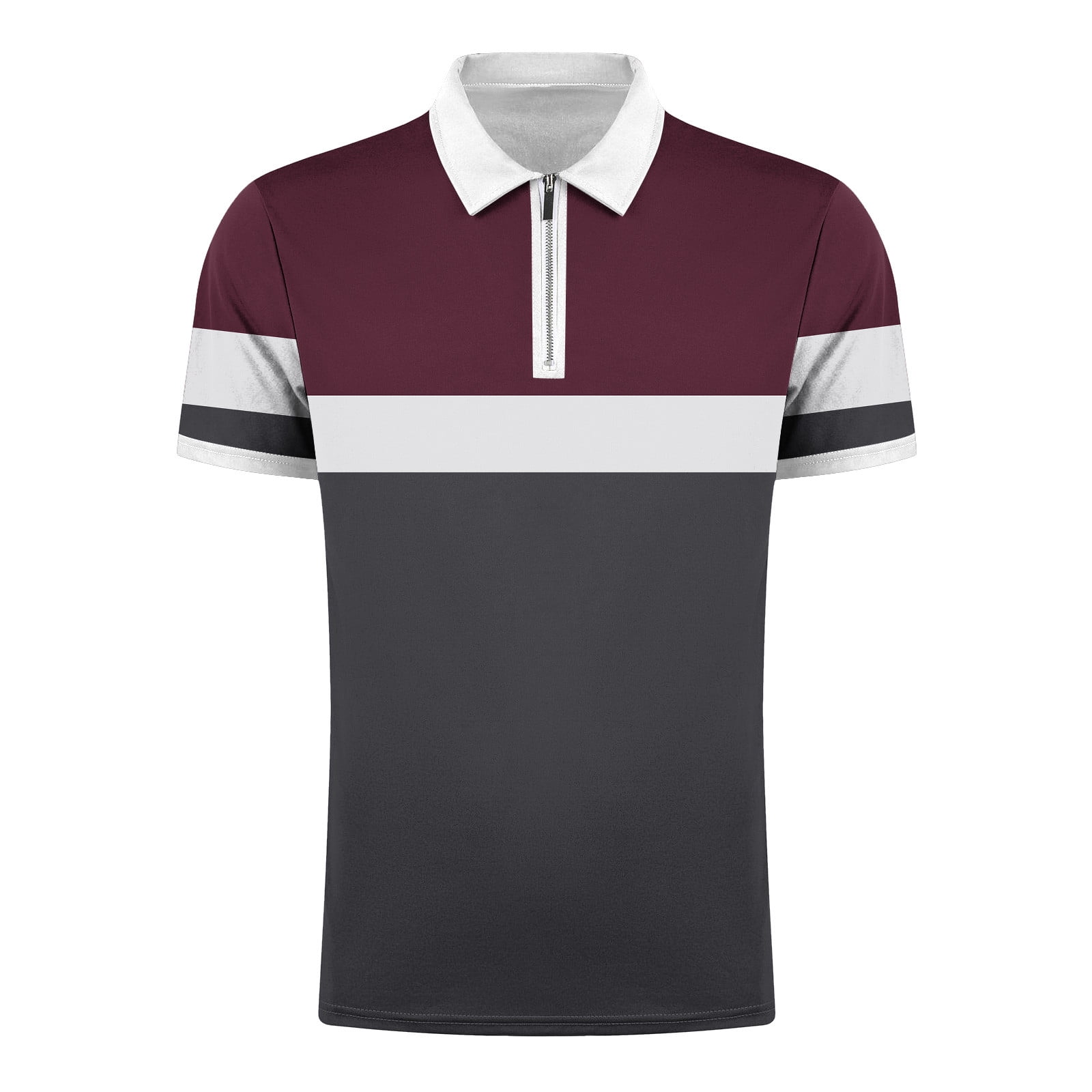 UVEASISHA Mens Zip Polos Shirts Short Sleeve,Men's Color