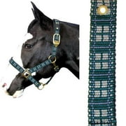 Intrepid International 128002HT Plaid Nylon Padded Horse Halter with Solid Brass Hardware, Hunter Green & Tan