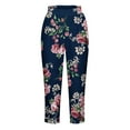 thumbnail image 5 of LEBONYARD Capris for Women Dressy,Womens Athletic Cropped Pants Floral Printing Casual Elastic Waist Beach Pants Navy M, 5 of 5