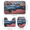 thumbnail image 3 of 4 Piece Shower Curtain Sets Old Blue Truck With Pink Tulips Bath Mat U-Shaped Floor Mat Toilet Lid Oval Rug Spring Farmhouse Shower Curtain with 12 Hooks for Bathroom Decor 72inch X 72inch, 3 of 8
