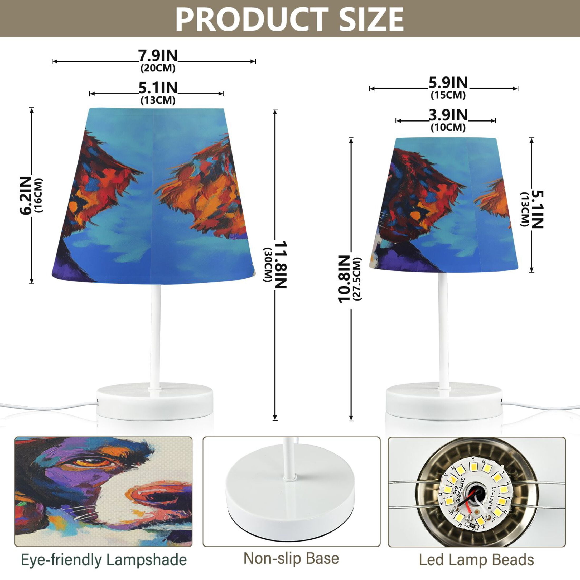Table Lamp Small 5.9x10.8 Inches Table Lamps Night Light Tools & Home Improvement Bedroom Lamp Guest Room Lamp Study Lamp Office Lamp Color Oil Painting Dog