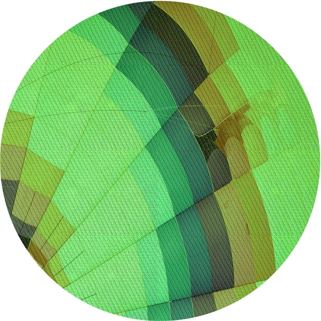Ahgly Company Tapis Rond Lavable en Machine Intérieur Transitionnel Vert Lime Foncé, 7 Pieds Rond