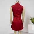 thumbnail image 7 of Staron Women's Mock Neck Sleeveless Ruched Waist A-Line Mini Dress Cocktail Party Casual Elegant Solid Color Flare Dress, Red XS, 7 of 7