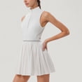 thumbnail image 3 of Women's Sleeveless Zip Front High Neck Tennis Dress with Pleated Skirt and Contrast Waist Trim - X Large, White, 3 of 7