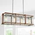 thumbnail image 4 of JONATHAN Y Gaines 34.5" Linear 4-Light Adjustable Iron Rustic Industrial LED Pendant, Brown/Silver, 4 of 8