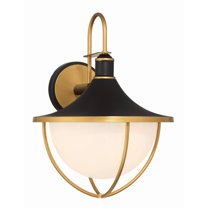 Crystorama Atlas 3 Light Matte Black and Textured Gold Outdoor Sconce - 16.5"W x 22"H x 18.25"D