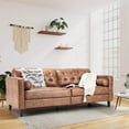 thumbnail image 1 of YODOLLA 84.2" Mid-Century Sofa Couch,Tufted Modern Couch-Saddle Brown, 1 of 9