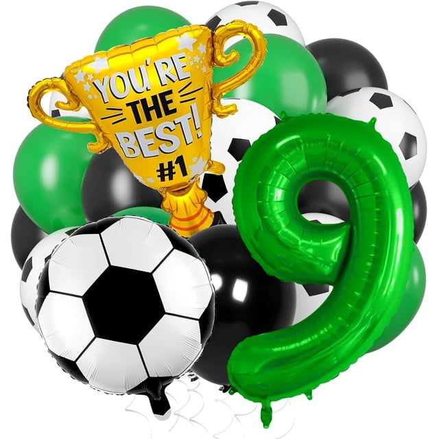 Yanonmyfd Soccer Balloons Set 11 Pcs, Football Balloons Party Decorations Gold Winner Trophy Balloon USA Patriotic Anniversary World Cup Soccer Sports Theme Party Decorations,Soccer9