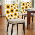 thumbnail image 3 of Yellow Sunflower Flower Dining Chair Back Cover Only, Black Background Abstract Vintage Floral Set of 6 Chair Back Covers, Removable Washable for Dining Room, Banquet & Holiday Decoration, 3 of 9