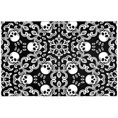 

ECZJNT Black&White Skull Placemat Plate Holder Set of 6 Table Mats Protector 12x18 inch