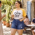thumbnail image 4 of Agnes Orinda Women's Plus Size Ripped Raw Hem High Waist Denim Jean Short Blue 3X, 4 of 9