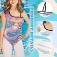 thumbnail image 6 of Uorisanigo Girls Bathing Suits Kids One Piece Kawaii Axolotl Cherry Blossom Swimwear with Ruffled Sleeve Straps 1-Shoulder Athletic Swimming Bathing Suit, Size 3-4, 6 of 7