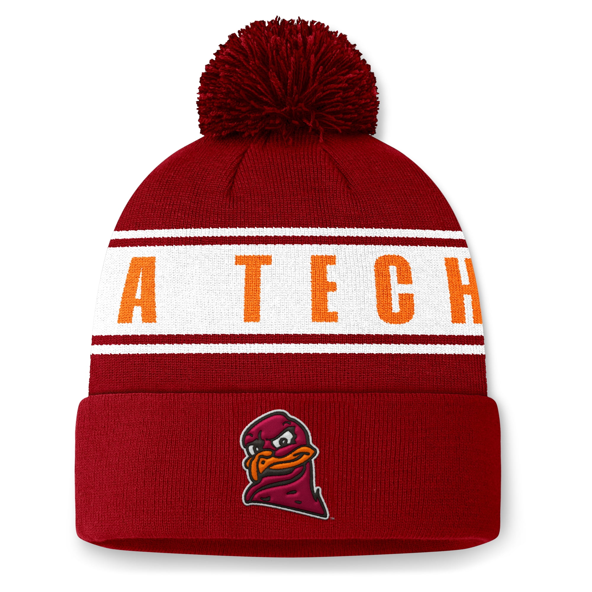 Men's Top of the World Maroon Virginia Tech Hokies Slash Cuffed Knit Hat with Pom