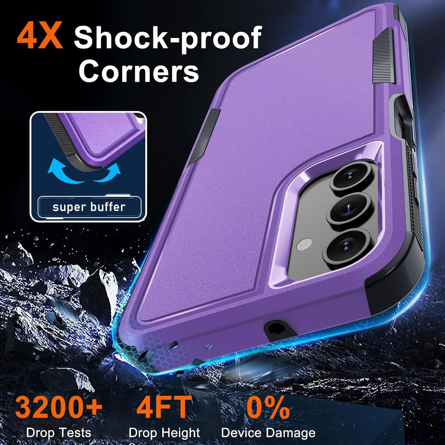 for Samsung Galaxy A15 5G Case, Full Body Heavy Duty Rugged Shockproof Protective Phone Cover, Lavender