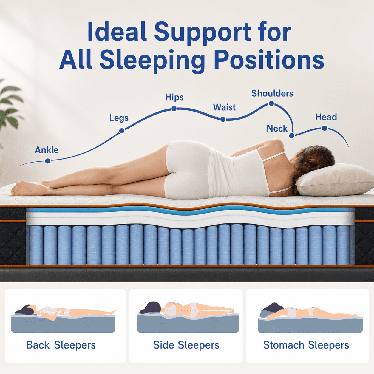 QUXPEA 12 inch Full Mattress in a Box, Gel Memory Foam and Pocket Spring, Hybrid Medium Comfort, Pressure Relief & Motion Isolation