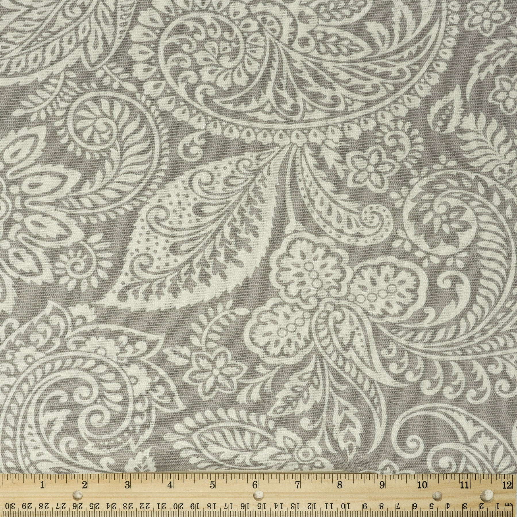 Waverly Inspirations Cotton Duck 45" Paisley Gray Color Sewing Fabric