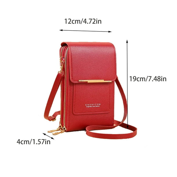 Bolsa de Teléfono Y Cartera, Bolsa de Teléfono de Pantalla Táctil de Cuero 19x12x4cm con Correa de Hombro, Múltiples Compartimentos para Tarjetas Maquillaje en Efectivo Y Hasta 6.7 Pulgadas Teléfonos