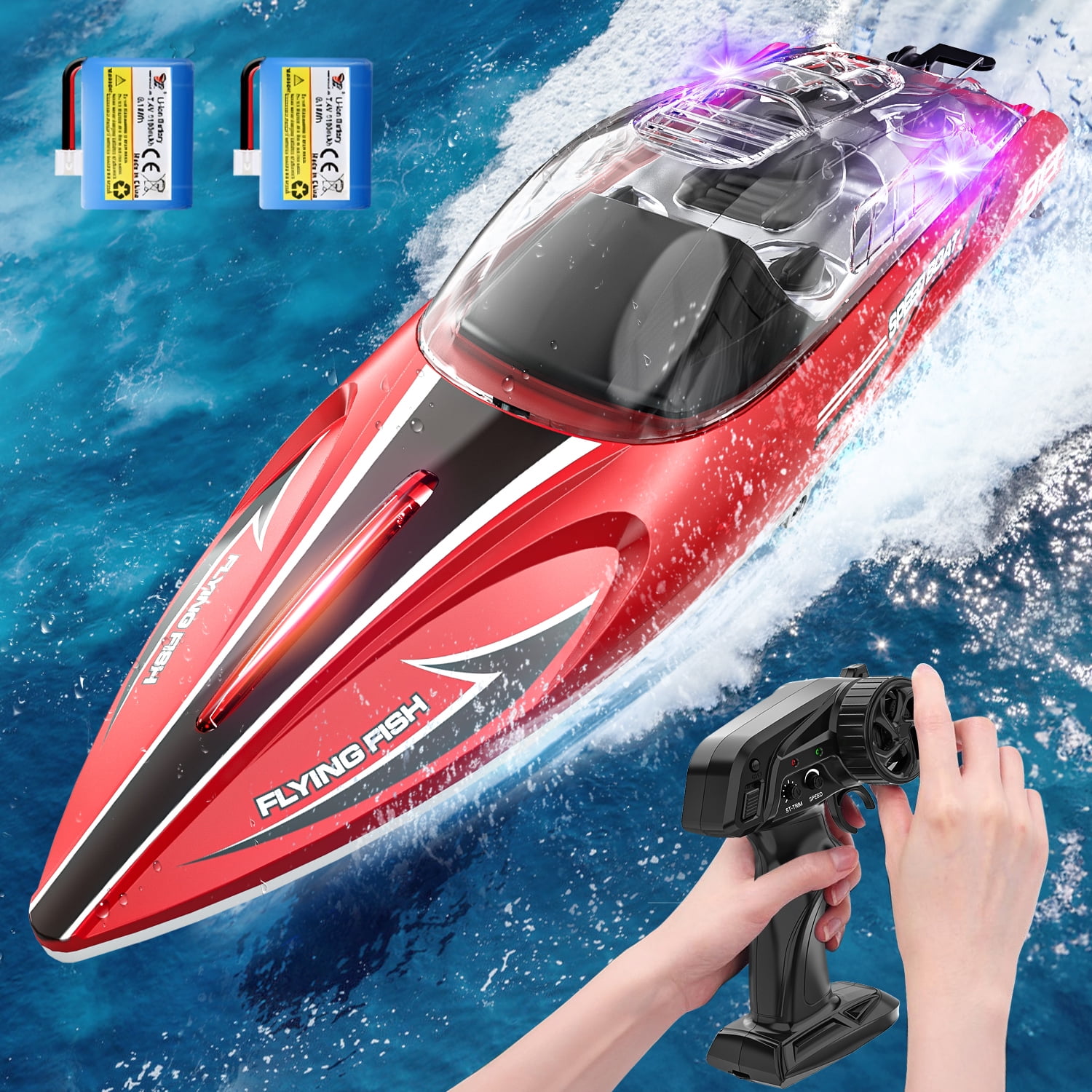 JoyStone RC Boat 25+ MPH, 2.4 GHz Racing Boats for Kids & Adults with Rechargeable Battery, Low Battery Alarm,Capsize Recovery,Gifts Boys Girls