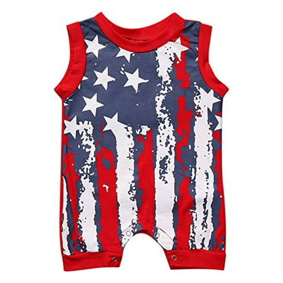 UNIQUEONE Infant Baby Boys Girls Outfits American Flag Pattern Romper Jumpsuit Clothes (Red, 0-6 Months, 0_Month)