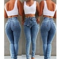 thumbnail image 5 of Aellinatey Women Fringe Tassels High Waist Stretch Skinny Jeans Slim Bodycon Pencil Pants Lace-Up Bandage Belt Push Up Denim Long Trousers, 5 of 11