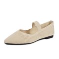 thumbnail image 4 of KEGIRLOM Women's Fashionable Casual Wear Versatile Plus-Size Loafers Solid Color Mesh Pointed Toe Flat Shoes Beige 5.5, 4 of 8