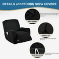 thumbnail image 2 of Stretch Recliner Slipcovers Jacquard Sofa Cover 4-Piece  Slipcover Furniture Protector Recliner Chair Cover with Storage Pocket for Living Room Black, 2 of 11
