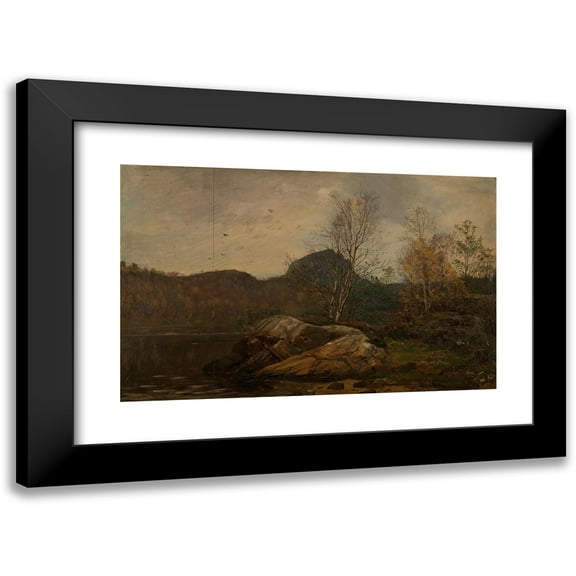 Amaldus Nielsen 14x11 Black Modern Framed Museum Art Print Titled - Autumn. Skogsfjord, Mandal (1863)