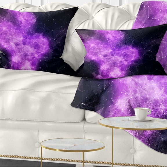 Designart Fractal Violet Nebula - Contemporary Throw Pillow - 12x20