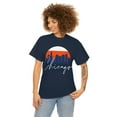 thumbnail image 3 of Chicago Skyline Shirt Blue Orange - Unisex Heavy Cotton Tee Shirt, 3 of 7
