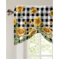 thumbnail image 2 of Tie Up Valance Curtain for Kitchen,Farm Sunflower Green Leaf Plant Rod Pocket Short Curtains Adjustable Tie-Up Shade Valances,Black and White Checker Window Treatment for Bathroom Living Room Bedroom, 2 of 8