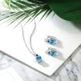thumbnail image 4 of Gem Stone King 6.81 Ct Oval Checkerboard Swiss Blue Topaz Blue Sapphire 925 Silver Pendant and Earrings Jewelry Set, 4 of 4