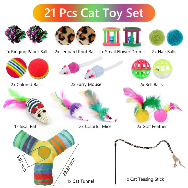 Semfri 21-Piece Interactive Cat Toy Set with Y-Tunnel photo 3