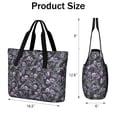thumbnail image 3 of Tote Bag for Women - Skull Flower Halloween Pattern Shoulder Bag - Large Utility Work Duffle Bag with Zipper Handbag for Travel, Work, Sprots, 3 of 5