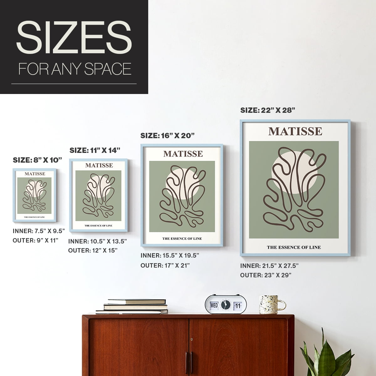 Matisse CXIII Framed Print in Blue Solid Wood 16 x 20 Framed Print