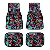 Psychodelic Textures Car Foot Mat Set of 4, Floor Mats for Cars Anime Car Floor Mats 4 Pieces Set Floor Liner Car Accessories Automotive Decoration