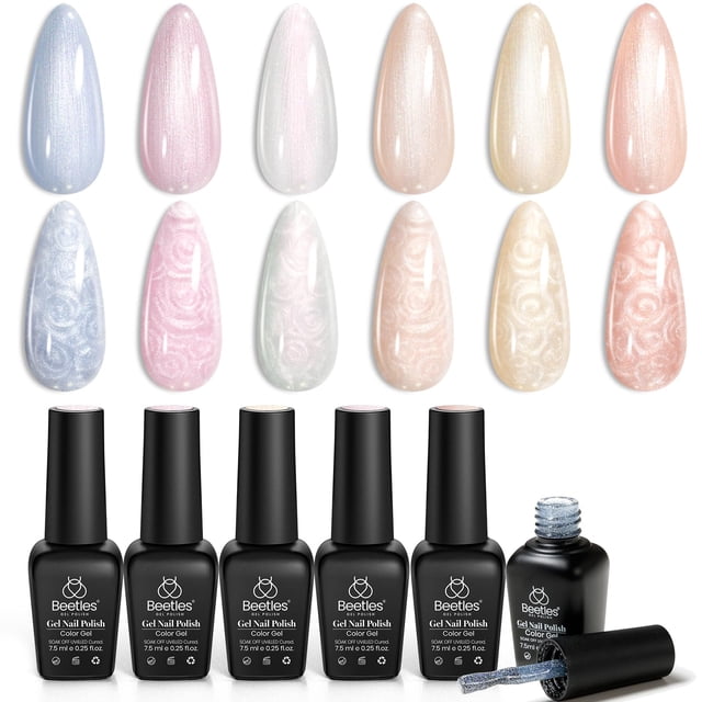 Esmalte de uñas en gel Beetles Pearl, juego de 6 colores, 7,5 ml, UV LED