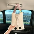 thumbnail image 5 of Hanging Car Tissue Holder with Storage, Fabric Car Interior Organizer, Stylish Tissue Dispenser for Visor/Backseat - Pink, 5 of 6