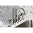 thumbnail image 4 of Kingston Brass KS8268DKLBS Kaiser Two-Handle 4-Hole Deck Mount Bridge Kitchen Faucet with Brass Side Sprayer in Brushed Nickel, 4 of 8