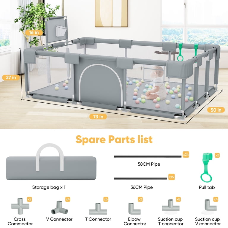 babyeap Extra Large Baby Playpen, 73x50 In photo 4